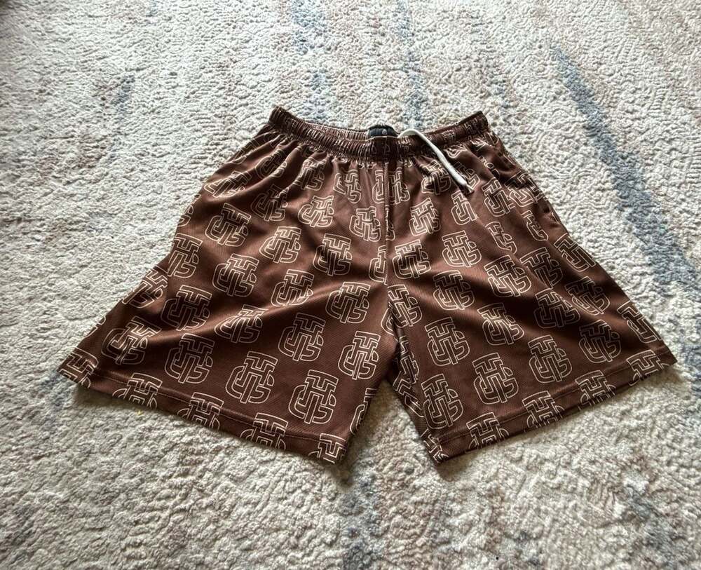 The Hoop Gang Monogram Basketball Shorts in Brown